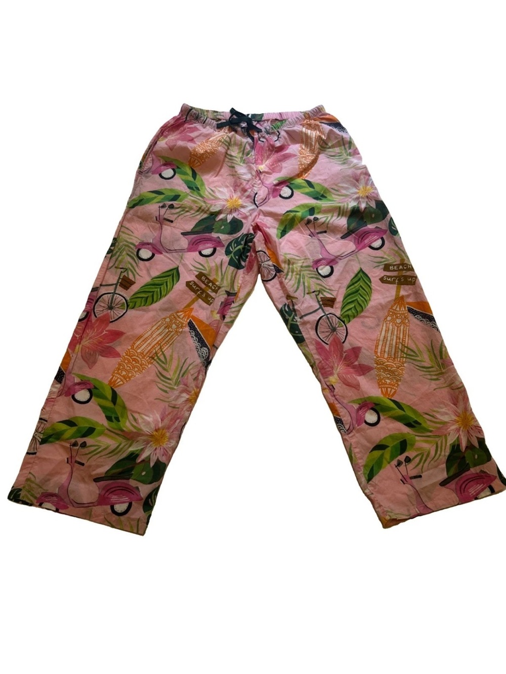 The Cat’s Pajamas Women’s Pink Beach Theme 100% Cotton Pajama Pants Size XS